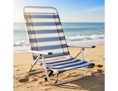 Fauteuil de plage en aluminium Maribel (Rayé bleu)