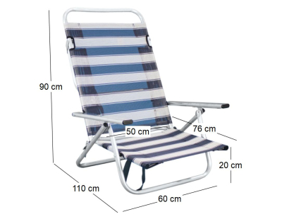 Fauteuil de plage en aluminium Maribel (Rayé bleu)