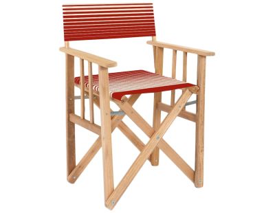 Fauteuil pliable réalisateur en eucalyptus (Degradé rouge et blanc cassé)