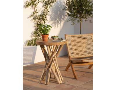 Fauteuil pliant en teck et cannage synthétique BAIA