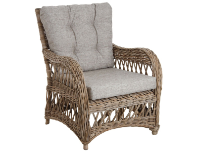 Fauteuil en poelet gris avec coussins Kisaran