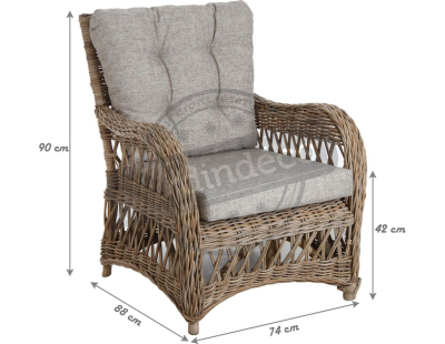 Fauteuil en poelet gris avec coussins Kisaran