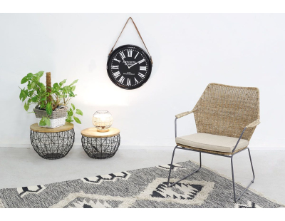 Fauteuil en poelet gris et métal