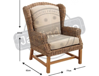 Fauteuil en poelet gris et teck Pati