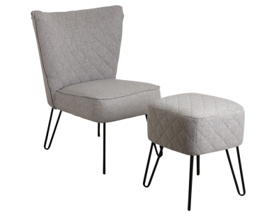 Fauteuil en polyester gris et métal Capiton