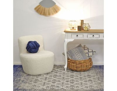 Fauteuil pouf en polyester et bois Nuage