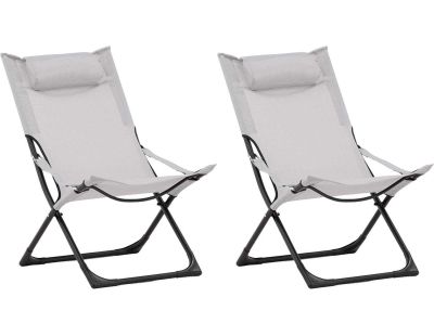 Fauteuil relax de jardin pliant Seville (Lot de 2) (Gris)