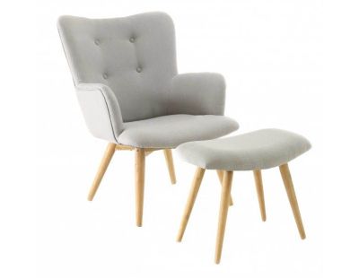 Fauteuil avec repose pieds Stockholm (Gris)