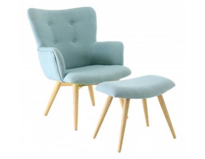 Fauteuil avec repose pieds Stockholm (Bleu/Vert)