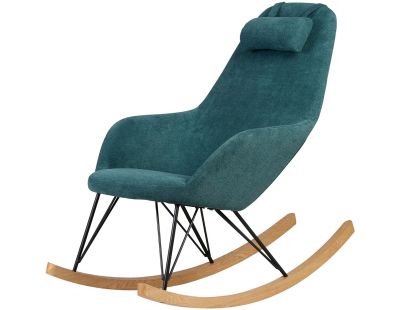 Fauteuil rocking-chair en tissu et bois Evy (Vert canard)