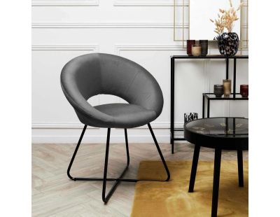 Fauteuil rond en velours cotelé Giulia (Gris)