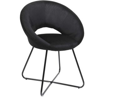 Fauteuil rond en velours cotelé Giulia (Noir)