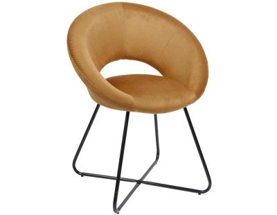 Fauteuil rond en velours cotelé Giulia (Jaune)