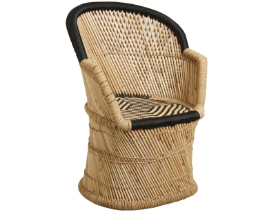 Fauteuil en roseau bicolore