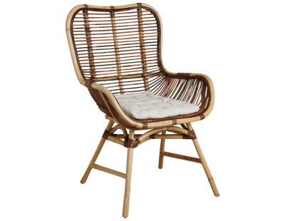 Fauteuil en rotin croco avec coussin Bontang