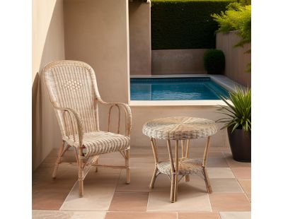 Fauteuil rotin dossier haut naturel