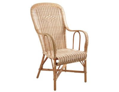 Fauteuil rotin dossier haut naturel