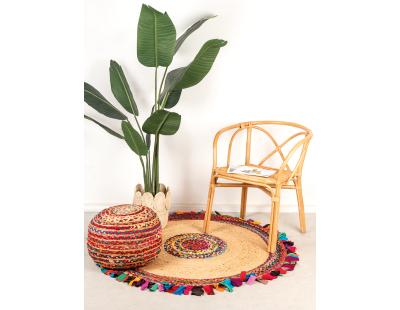 Fauteuil en rotin naturel dossier croisé Charlie