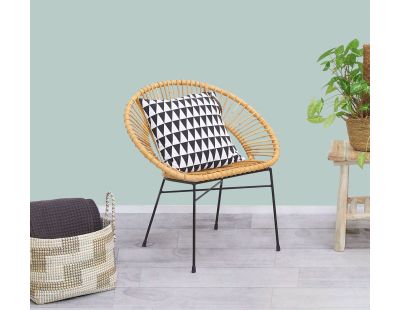 Fauteuil en rotin naturel et métal