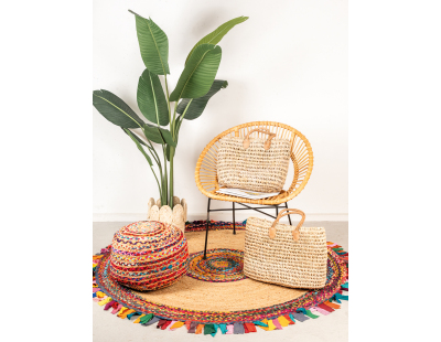 Fauteuil en rotin naturel et métal