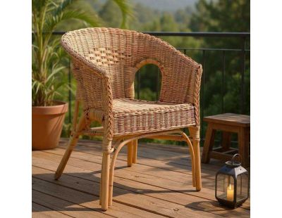 Fauteuil en rotin patiné marron Léa (Sans coussin Sans coussin)