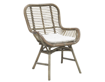 Fauteuil en rotin teinté gris