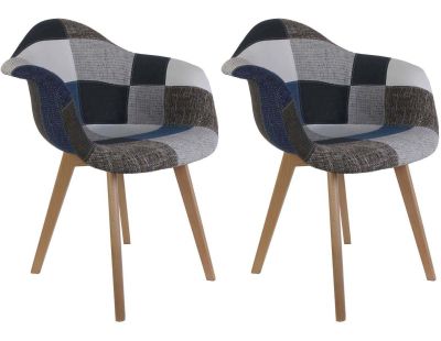 Fauteuil scandinave Patchwork (Lot de 2) (Bleu)