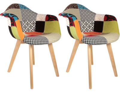 Fauteuil scandinave Patchwork (Lot de 2) (Multicolore)