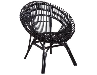 Fauteuil soleil en rotin (Noir)