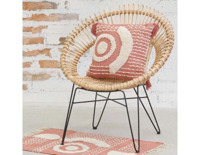 Fauteuil soleil en rotin naturel et métal