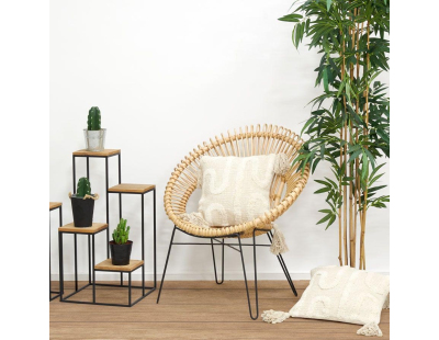 Fauteuil soleil en rotin naturel et métal