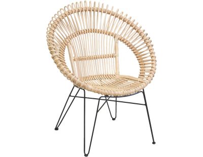 Fauteuil soleil en rotin naturel et métal