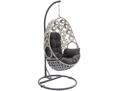 Fauteuil suspendu de jardin en résine tressée avec coussin Samoa (Ecru)