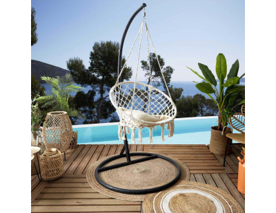 Fauteuil suspendu macramé Terre inconnue 120 x 80 cm