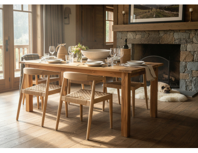 Fauteuil en teck et cannage synthétique BAIA (Lot de 2) (Arrondi)