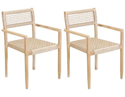 Fauteuil en teck et cannage synthétique BAIA (Lot de 2) (Droit)