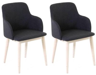 Fauteuil en tissu et hévéa Manie (Lot de 2) (Gris)