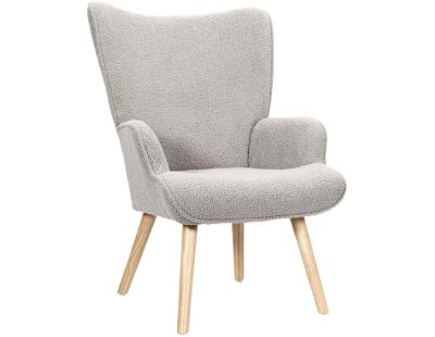 Fauteuil en tissu bouclette et bois Rhea (Taupe)