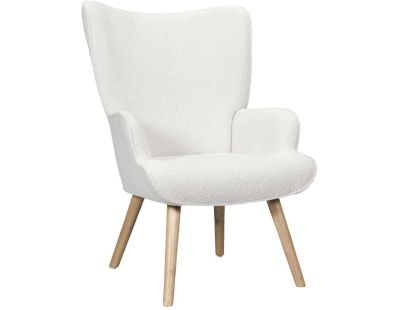 Fauteuil en tissu bouclette et bois Rhea (Blanc)