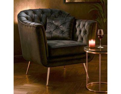 Fauteuil en tissu capitonné Budapest 88 x 83 x 91 cm (Noir)