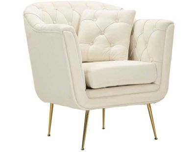 Fauteuil en tissu capitonné Budapest 88 x 83 x 91 cm (Crème)