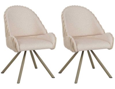 Fauteuil en tissu côtelé Sedia (Lot de 2) (Crème)