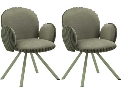 Fauteuil en tissu côtelé Stockholm (Lot de 2) (Vert)
