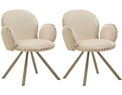 Fauteuil en tissu côtelé Stockholm (Lot de 2) (Crème)