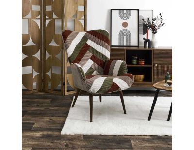 Fauteuil en tissu côtelé patchwork Scott