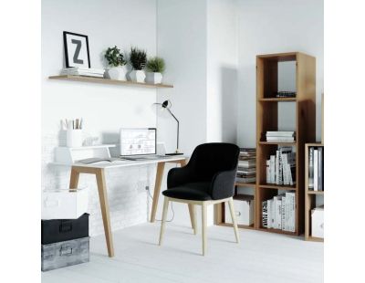 Fauteuil en tissu et hévéa Manie (Lot de 2) (Gris)