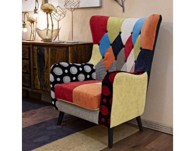 Fauteuil en tissu patchwork Imperial 73 x 79 x 106 cm