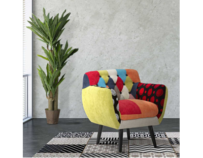 Fauteuil en tissu patchwork 71 x 63 x 78 cm
