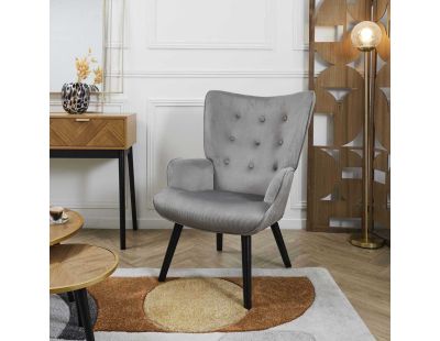 Fauteuil en velours côtelé Giulia (Gris)