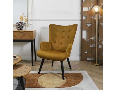 Fauteuil en velours côtelé Giulia (Jaune)